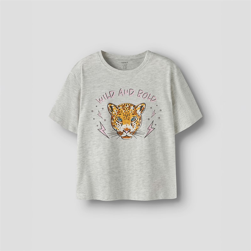 Name It Meisjes Benna T-shirt Light Grey Melange