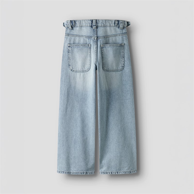 Name It Meisjes Bella Skater Gesp Jeans Light Blue Bleached Denim