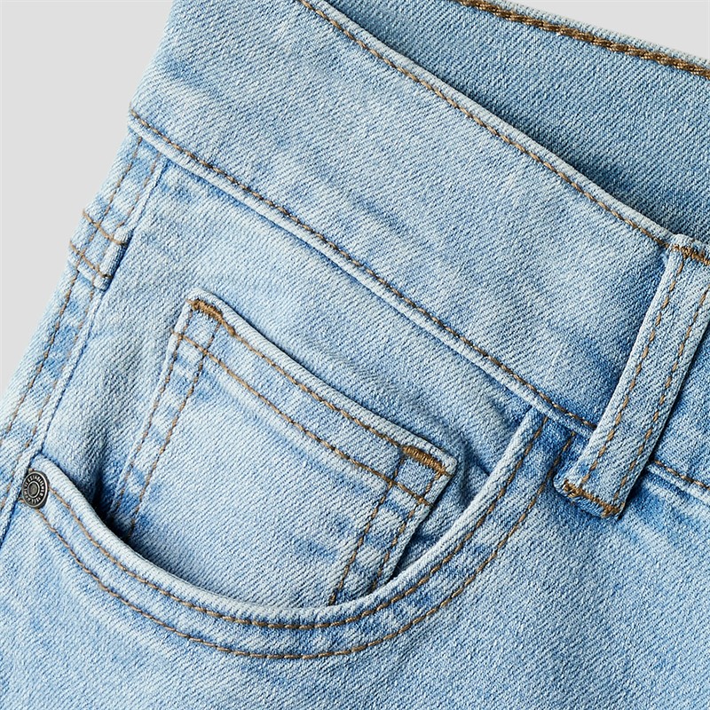 Name It Jeans larges roses Fille Light Blue Denim