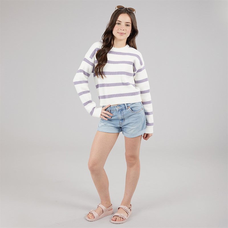 Name It Piger Vnilla Strikket Sweater Cloud Dancer/Lavender Grey