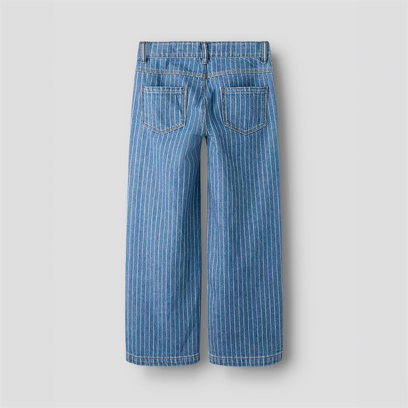 Name It Piger Rose Wide Leg Stribede Jeans Medium Blue Denim