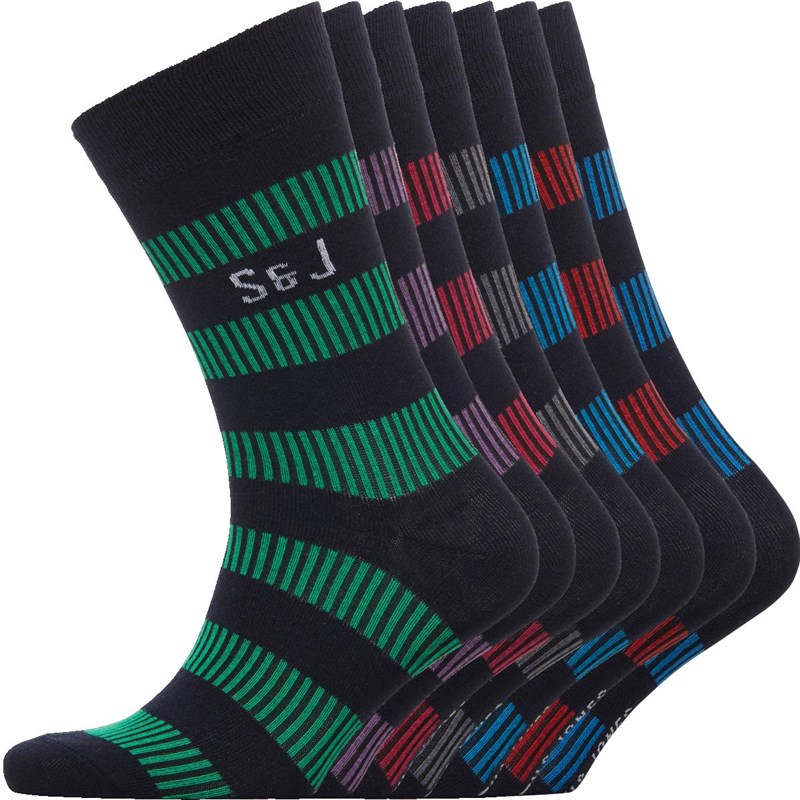 Buy Smith And Jones Mens Dasher Seven Pack Socks Night Sky/Barbados
