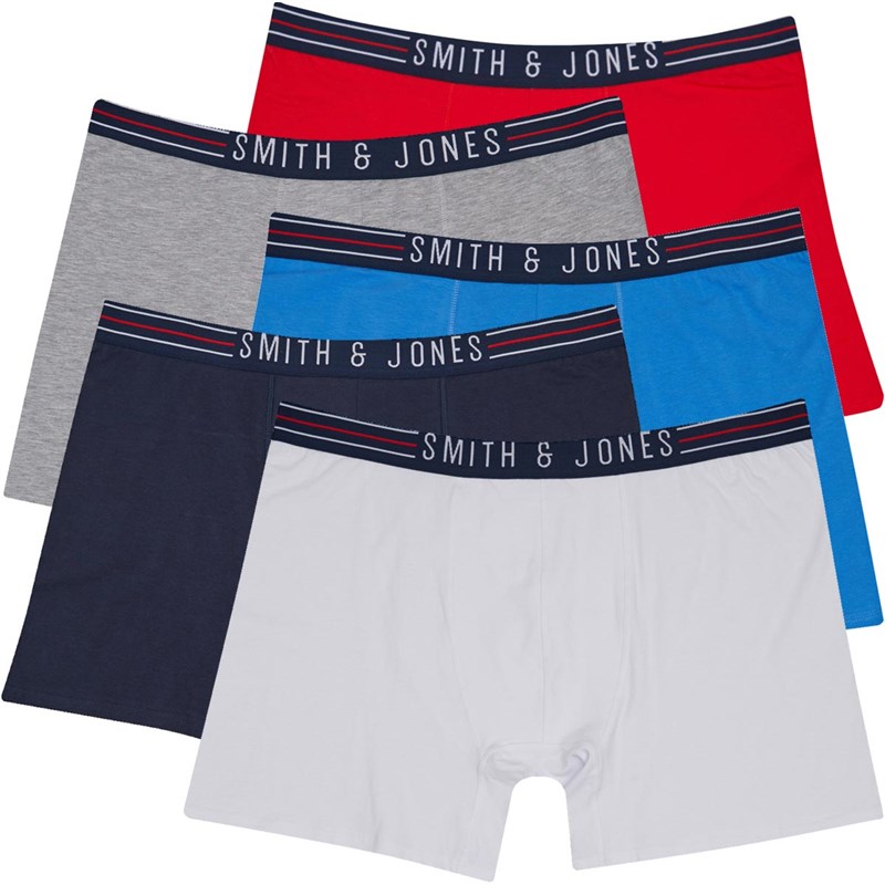 Buy Smith And Jones Mens Plus Size Patreon Five Pack Boxers Navy/Red