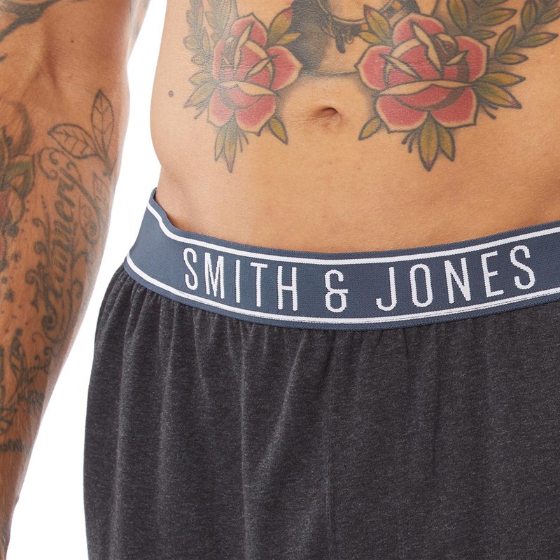 Smith And Jones Mens Foxes T-Shirt And Lounge Pants Set Charcoal Marl