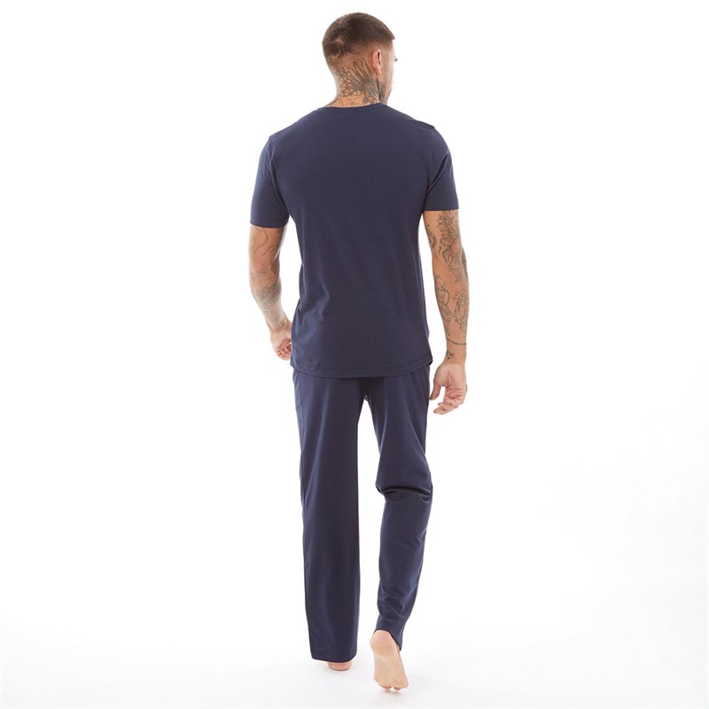 Smith And Jones Mens Foxes T-Shirt And Lounge Pants Set Navy