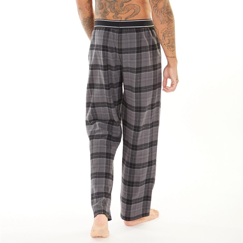 Smith And Jones Mens Checkill Flannel Check Lounge Pants Black
