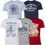 Smith And Jones Mens Nikodem Five Pack T-Shirts Grey Marl/Navy/White/Blue/Red