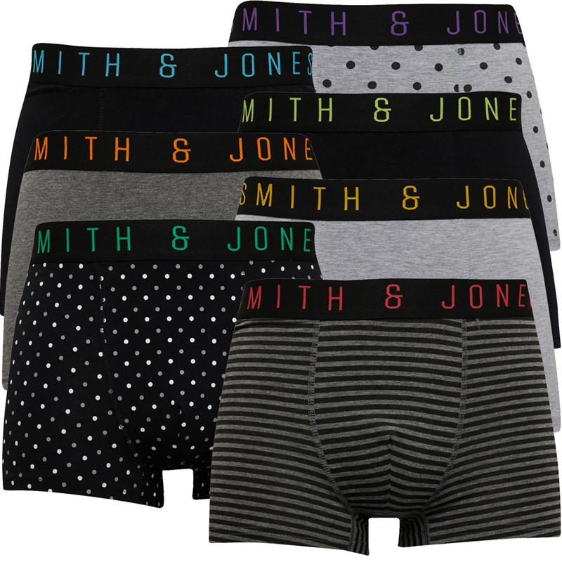 Buy Smith And Jones Mens Kepis Seven Pack Boxers Black/Charc/Grey Marl ...