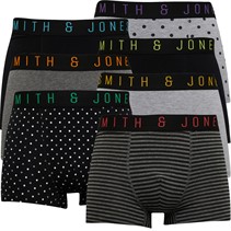 Smith And Jones Mens Kepis Seven Pack Boxers Black/Charc/Grey Marl/Black/Grey Marl/Blackstripe