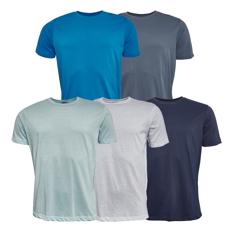 Smith And Jones Mens Bluesy Five Pack T-Shirts White/Navy/Sky Blue/Slate Blue/Blue