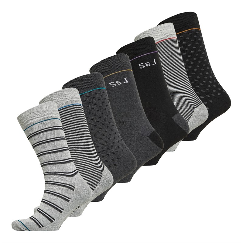 Smith And Jones Mens Luxer Seven Pack Dress Socks Mixed