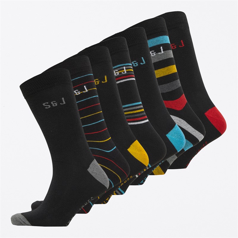 Smith And Jones Mens Prestige Seven Pack Dress Socks Mixed/Black