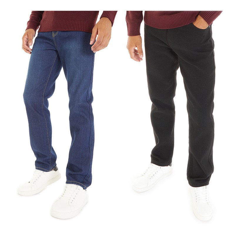 Smith And Jones Heren Sazzi Set van 2 Rechtvallende Jeans Zwart/Donkergewassen