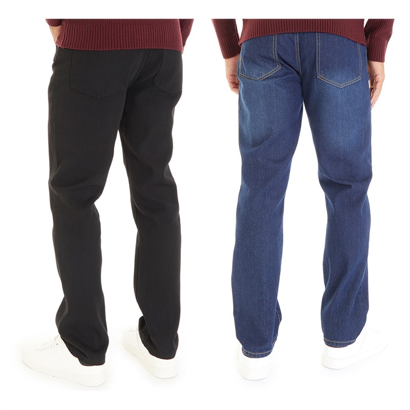 Smith And Jones Heren Sazzi Set van 2 Rechtvallende Jeans Zwart/Donkergewassen