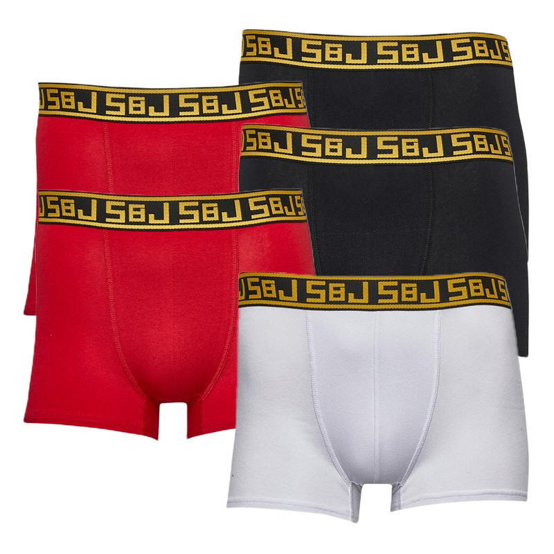 Smith And Jones Mens Vendrix Five Pack Boxers Black/Black/Red/Red/White