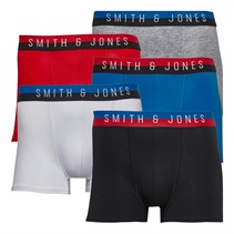 Smith And Jones Mens Lono Five Pack Boxers Red/Grey Marl/Royal/White/Black