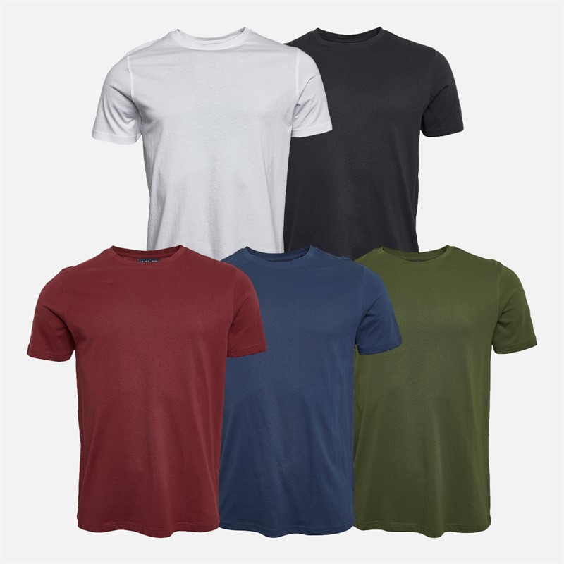 Smith And Jones Mens Kudro Five Pack T-Shirts Total Eclipse/Tawny Port/Dusty Olive/White/Black