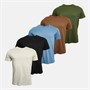 Smith And Jones Mens Cogburn Five Pack Lounge T-Shirts Stone Grey/Black/Dark Denim/Brown/Dark Khaki