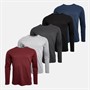 Smith And Jones Mens Burnetti Five Pack Long Sleeve Tops Black/Charcoal Marl/Navy/Grey Marl/Tawny Port