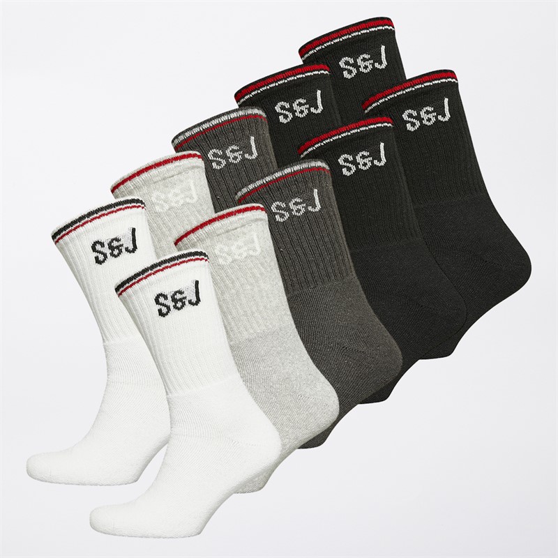 Smith And Jones Mens Pultda Ten Pack Crew Socks Assorted