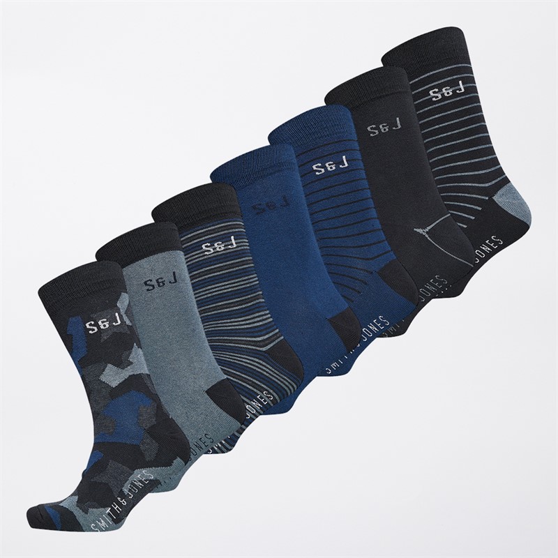 Smith And Jones Mens Brynlea Seven Pack Dress Socks Assorted