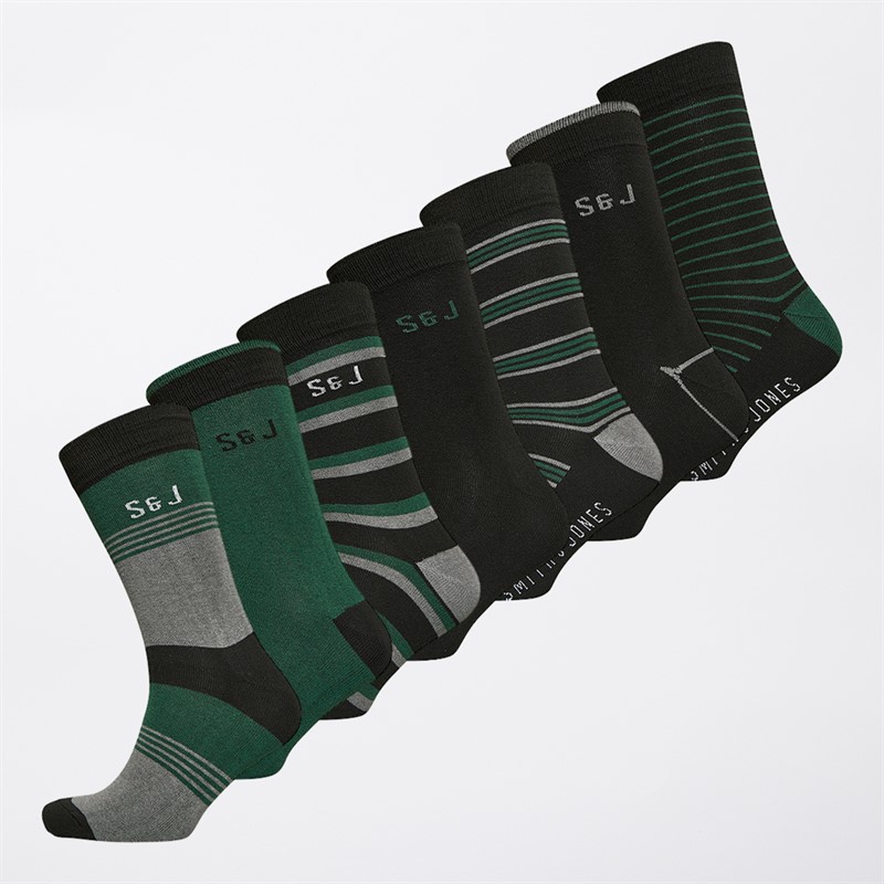 Smith And Jones Mens Britza Seven Pack Dress Socks Assorted