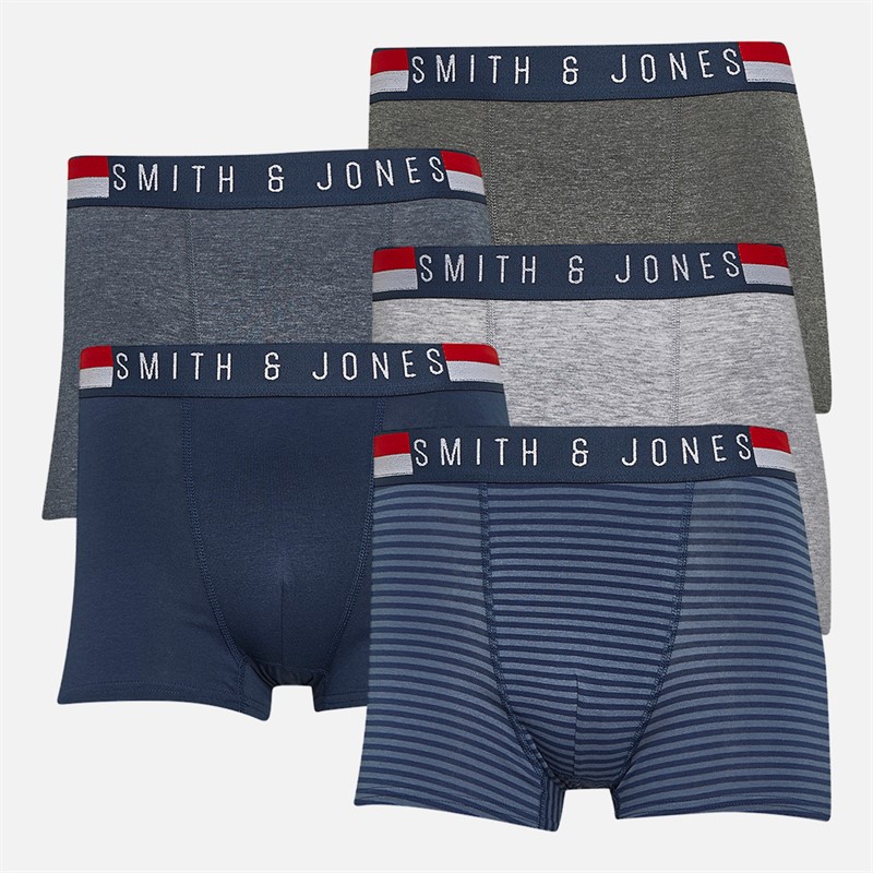 Smith And Jones Mens Kerwin Five Pack Boxers Assorted