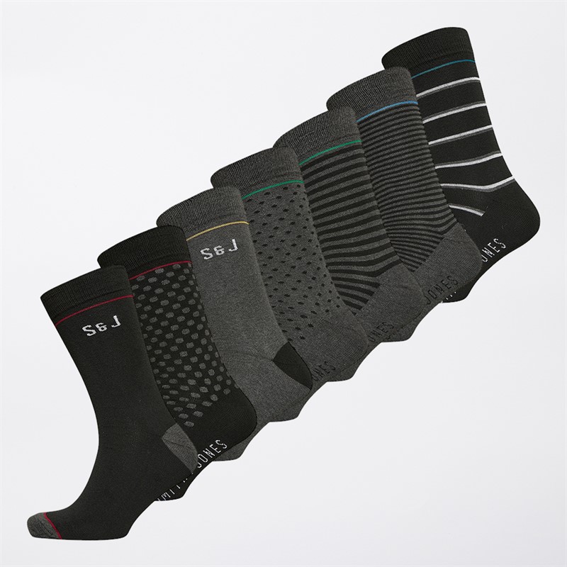 Smith And Jones Mens Albelo Seven Pack Dress Socks Assorted