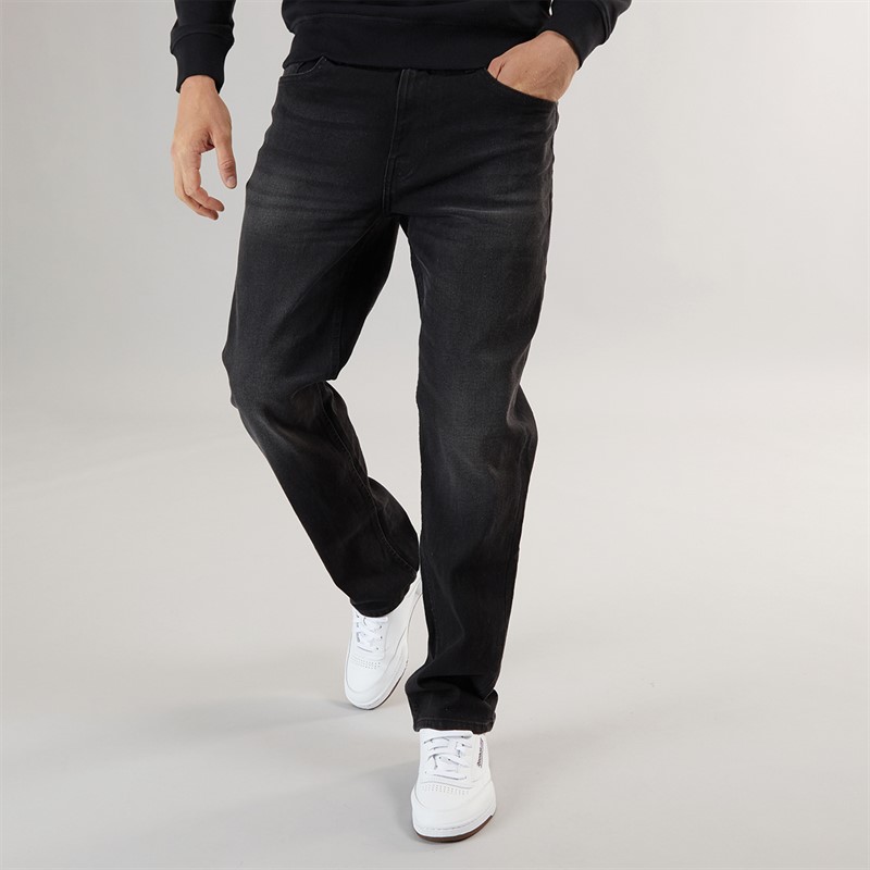Mens Nezzy Straight Fit Jeans Black Wash - Size 36/30