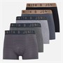 Smith And Jones Mens Marview Five Pack Boxer Shorts Black/Grey Marl/Grey/Yarn Dyed Stripe/Charcoal Marl