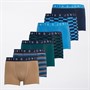 Smith And Jones Mens Culbreth Seven Pack Boxer Shorts Green/Aop/Blue/Taupe/Yarn Dyed Stripe/Navy/Aop