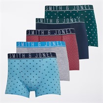 Smith And Jones Mens Cliffo Five Pack Boxer Shorts AOP/Navy/Grey Marl Aop/Navy/Aop/Aop/Grey Marl