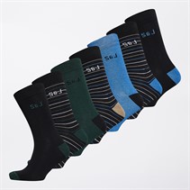Smith And Jones Mens Lykke Seven Pack Stripe Socks Black/Stripe/Blue/Stripe/Teal/Stripe/Black Black/Stripe/Blue/ Stripe/Teal/Stripe/ Black
