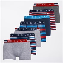 Smith And Jones Mens Mixson Seven Pack Boxer Shorts Grey Marl/Yarn Dyed Stripe/Navy/Charcoal Marl Grey Marl/Yarn Dyed Stripe/Navy/Grey Marl/Yarn Dyed Stripe/Charcoal Marl/Yarn Dyed Stripe