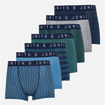 Smith And Jones Mens Harthell Seven Pack Boxer Shorts Stripe/Teal/Aop/Blue/Aop/Grey Marl/Stripe