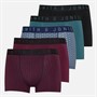 Smith And Jones Mens Radlett Five Pack Boxer Shorts Tawny Port/Teal/Aop/Aop/Black