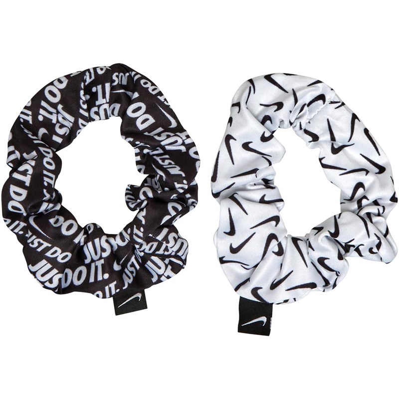 Nike Womens Just Do It Gathered Hair Ties Two Pack White/Black/Black