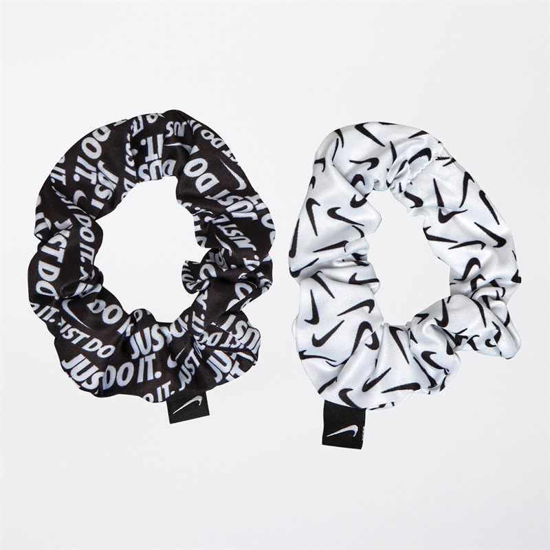 Nike Womens Just Do It Gathered Hair Ties Two Pack White/Black/Black