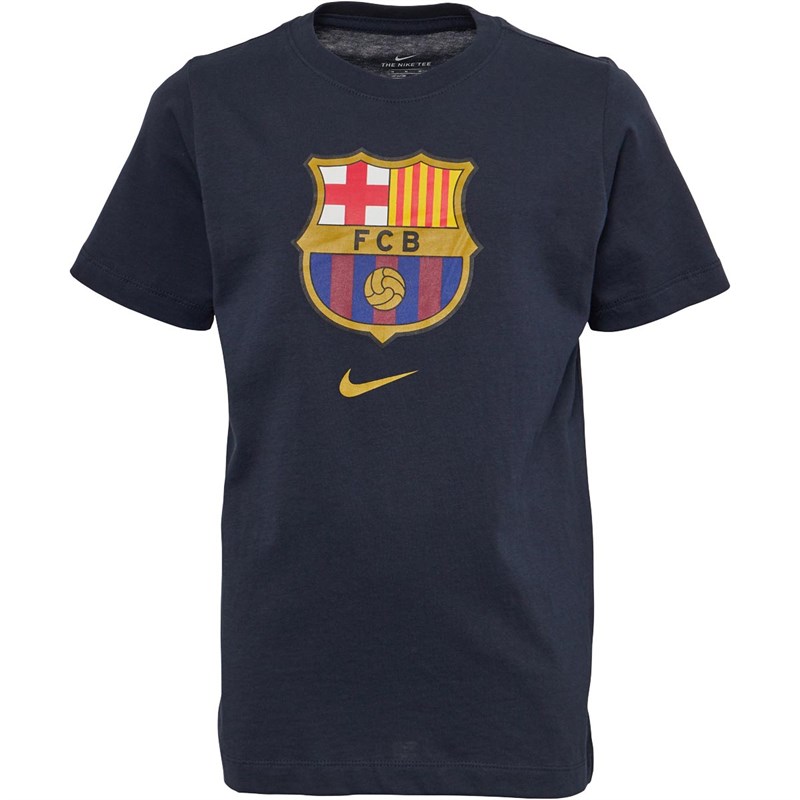 Buy Nike Junior Boys FCB Barcelona Evergreen Crest T-Shirt Obsidian ...