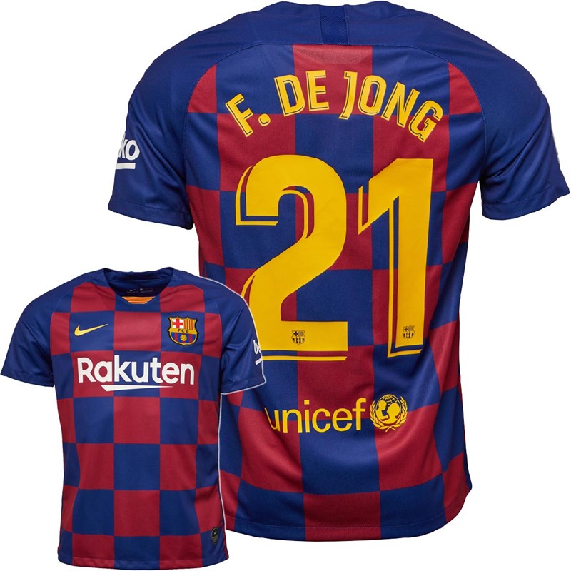 Buy Nike Mens FCB Barcelona F De Jong 21 La Liga Home Jersey Dark Grey/Teal