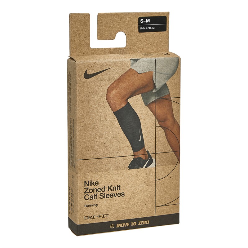 Nike Zoned Knit Support Calf Sleeves Black/Dark Smoke Grey/Silver