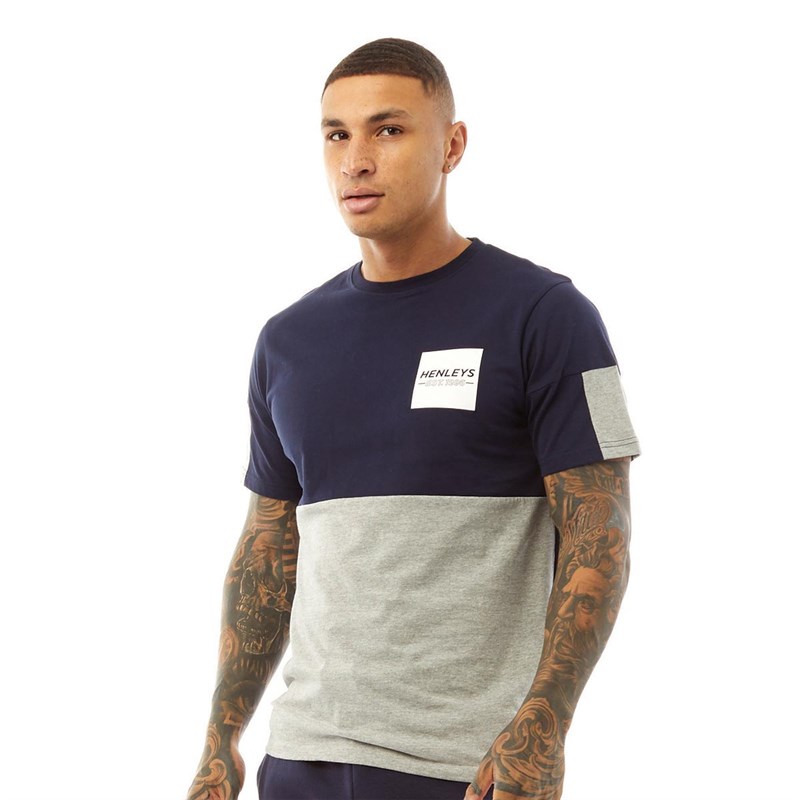 Henleys Mens Ramona T-Shirt Navy/Athletic Grey Marl