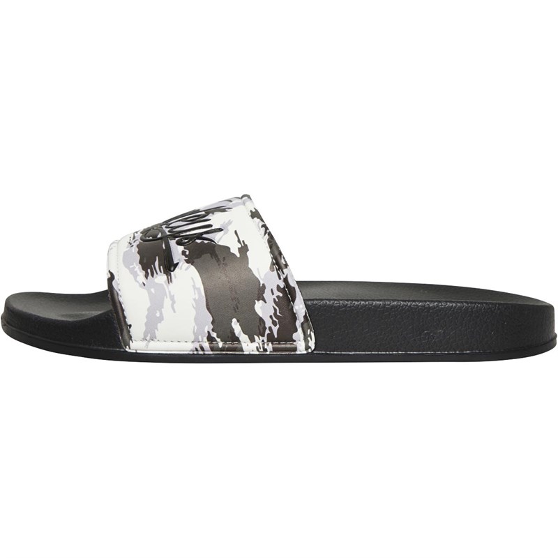 Henleys Mens Greenwood Slides Black/White Camo