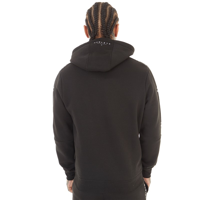 Henleys Mens Tapehen Hoodie Black