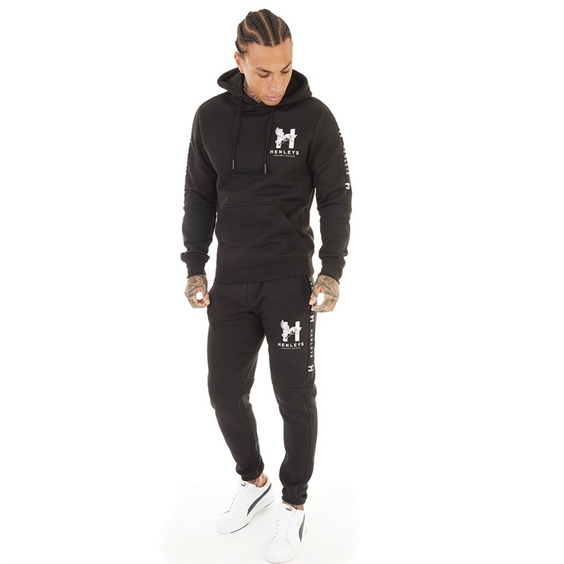 Henleys Mens Tapehen Hoodie Black