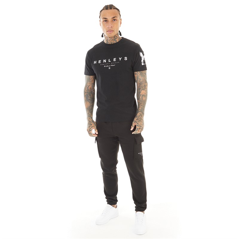 Henleys Mens Moorehen Cargo Joggers Black