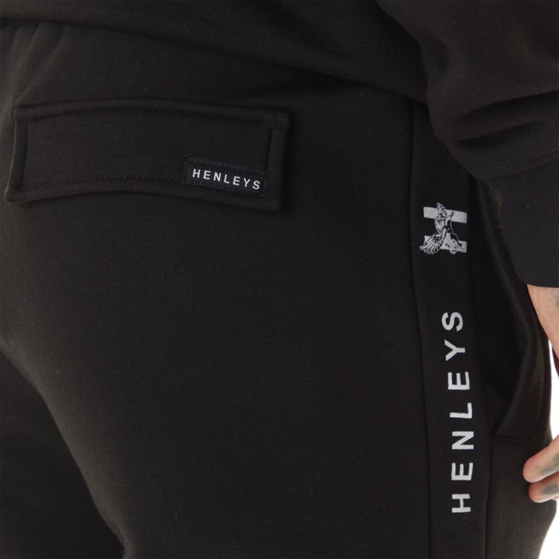 Henleys Mens Tapehen Joggers Black