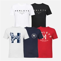 Henleys Mens Graphen Five Pack T-Shirts White/Black/Navy/Grey Marl/Dark Red