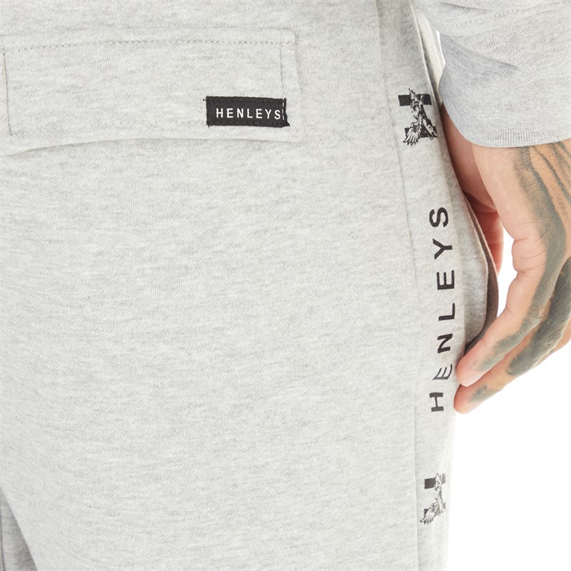 Henleys Mens Tapehen Joggers Grey Marl