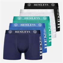 Henleys Mens Kelmack Five Pack Boxers Black/Peacoat/Blue/Grey Marl/Green